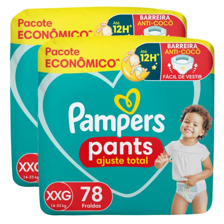 Kit 2 Fraldas Pants Ajuste Total XXG 78 unidades