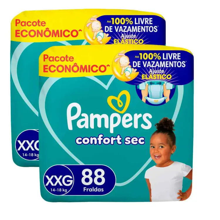 Kit Fralda Confort Sec XXG 2 Pacotes de 88 Unidades
