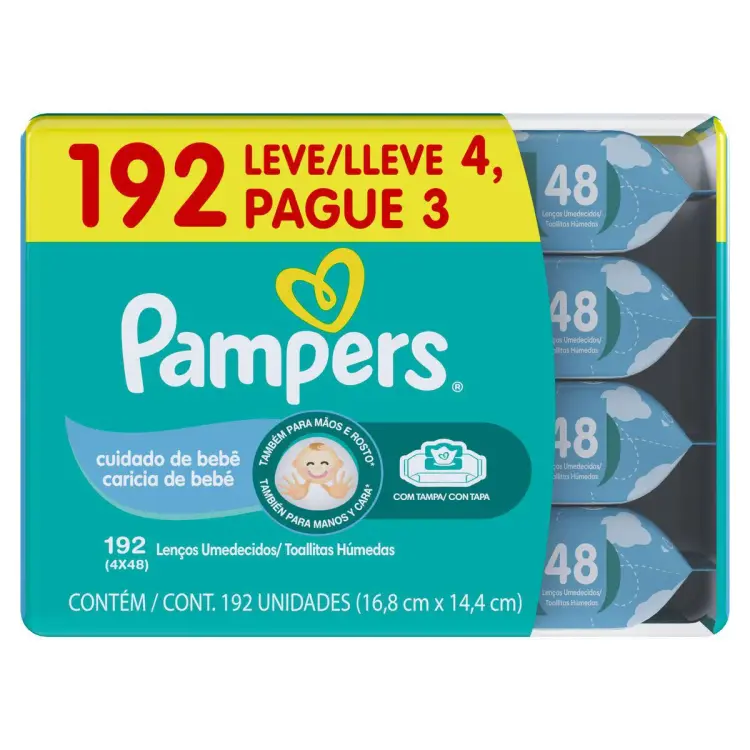 Kit Lenço Umedecido Pampers 48 unidades